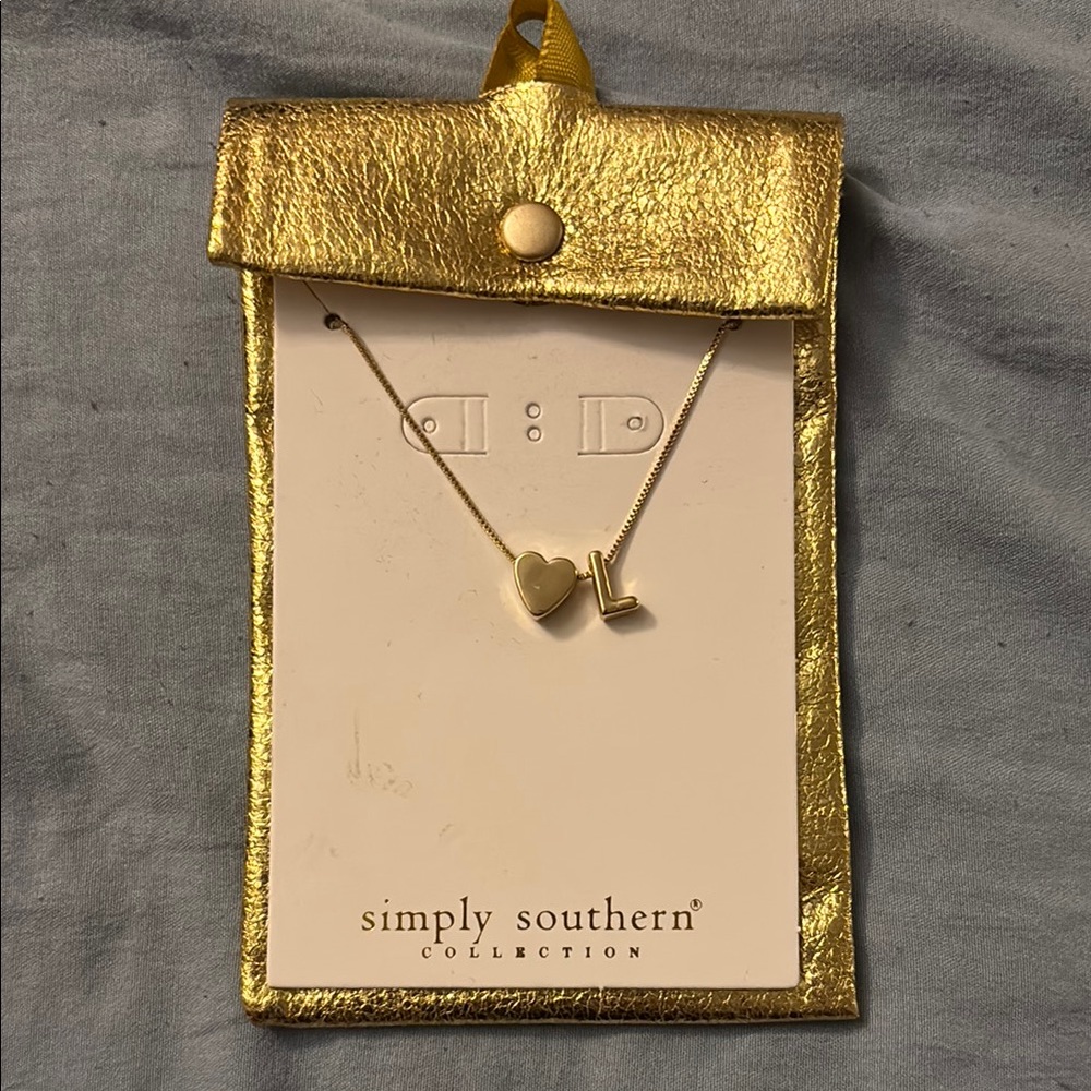Simply Southern Collections Initial Heart Gold Necklace “L”